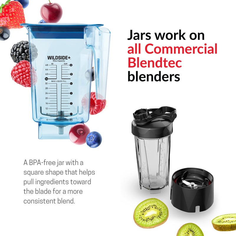 Blendtec 90 oz WildSide Jar, Commercial Grade - Five-Sided Replacement Blender Jar - Compatible with Blendtec Blenders - 36 oz Blending Capacity - Blue - Image 4
